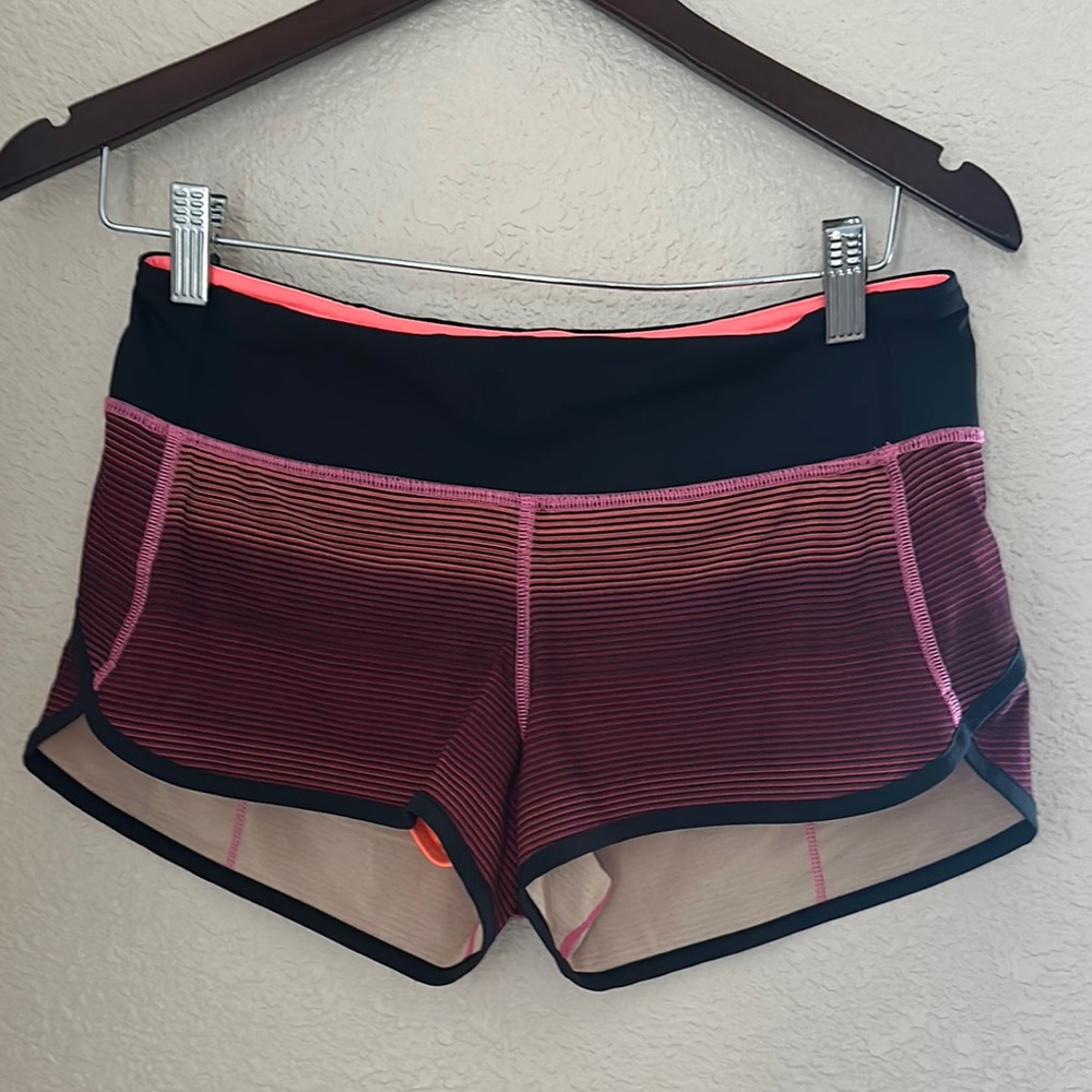 Lululemon Athletica Like New Black And Pink Striped Shorts